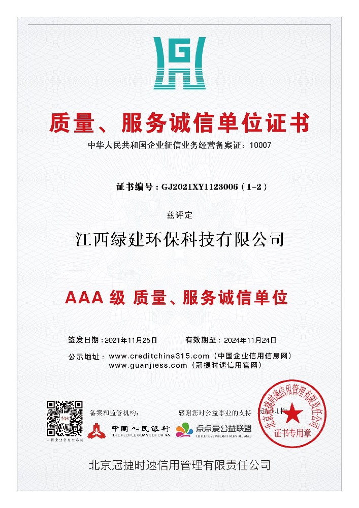 質(zhì)量誠信服務(wù)單位證書