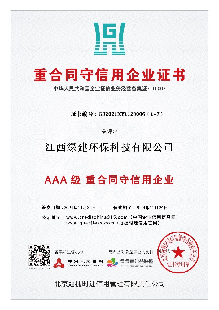 重合同守信用等級證書